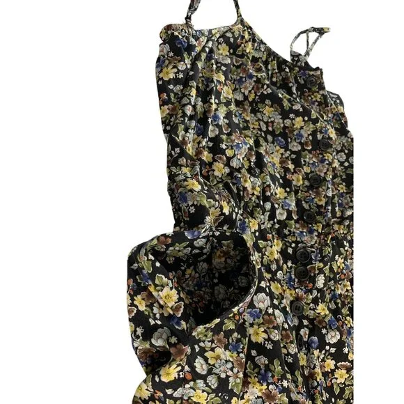 XXI Floral Button-Down Romper Womens Spaghetti Straps Black Multicolor Size SP - Picture 7 of 9